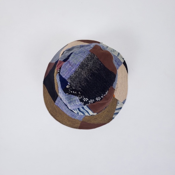 Patchwork bucket hat hemp cotton lined 90s y2k neutral earth tones - Picture 11 of 13